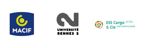 Logos MACIF, Université Rennes 2 et ESS Cargo & Cie