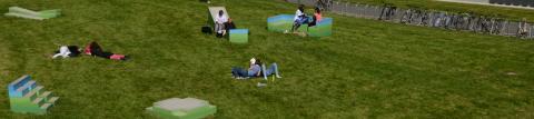 Photo d'étudiant·es dans l'herbe